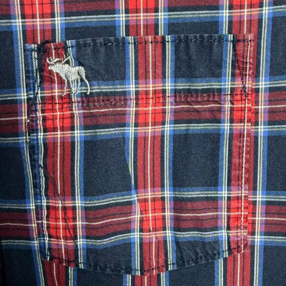 Abercrombie & Fitch Muscle Plaid Button Up Shirt Men's Medium M Red Blue - Picture 5 of 16
